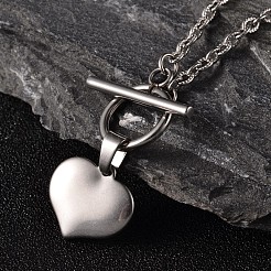 Collane lariat in acciaio inossidabile 304 a forma di cuore per San Valentino resistenti all'ossidazione&nbsp;NJEW-JN01484