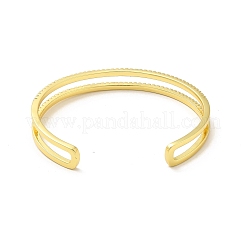 Bracelet manchette ouvert à double ligne en zircone cubique transparente&nbsp;BJEW-M231-08G