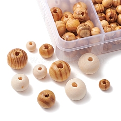 196 Stück 8 Stile natürliche unbehandelte Holzperlen&nbsp;WOOD-FS0001-09