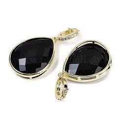 Pendentifs en forme de larme à facettes en obsidienne naturelle&nbsp;G-B126-04G-01