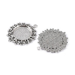 Tibetischer Stil Legierung flache runde Anhänger Fassungen&nbsp;LS-TIBEP-S238-AS-NR