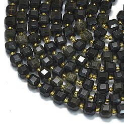 Natürliche goldene Obsidianperlenstränge&nbsp;G-K389-A46-01