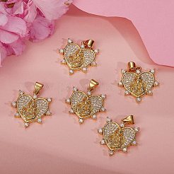 5 pièces en laiton micro pavé pendentifs en zircone cubique claire&nbsp;ZIRC-SZ0002-54