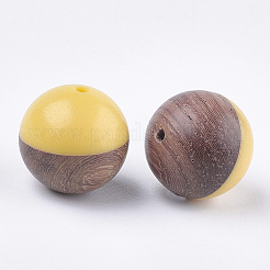 Perles en résine et bois de noyer&nbsp;RESI-S358-68F