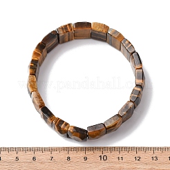 Braccialetti elastici rettangolari in perline di occhio di tigre naturale per donne e uomini&nbsp;BJEW-Z149-01B