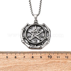 201 Edelstahl-Halsketten mit Wikinger-Pentagramm-Anhänger für Männer&nbsp;NJEW-S440-17AS
