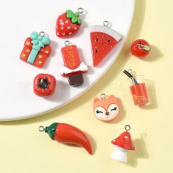 10 pendentif imitation légumes en résine opaque&nbsp;CRES-FS0001-28