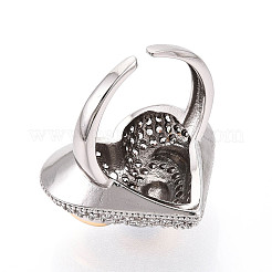 Bagues ouvertes réglables en laiton avec micro pavé de zircones cubiques pour femmes&nbsp;RJEW-N051-07GP