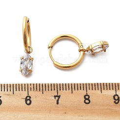 Orecchini a cerchio in acciaio inossidabile 304 con micro pavé di zirconi cubici placcati ioni (ip)&nbsp;STAS-R004-04G-02