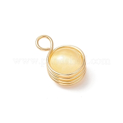Pendentifs ronds enroulés en fil de cuivre sélénite naturel teinté&nbsp;PALLOY-JF03770-01