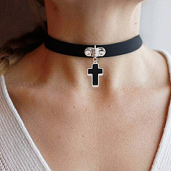 1 verstellbare Chokerhalsketten aus PU-Leder&nbsp;NJEW-CL0001-01