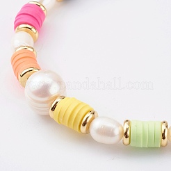 Bracciali elasticizzati con perline di argilla polimerica heishi&nbsp;BJEW-JB06026-03