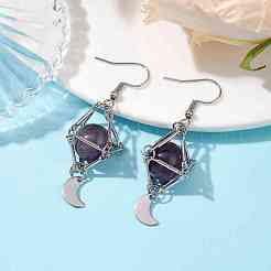 Boucles d'oreilles en améthyste naturelle&nbsp;EJEW-JE05600-03