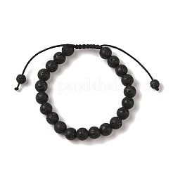 8 mm runde geflochtene Perlenarmbänder aus natürlichem Lavastein&nbsp;BJEW-C067-01B-09