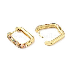 Bunte rechteckige Creolen mit Zirkonia&nbsp;EJEW-C028-23G