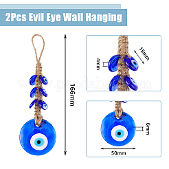 2 pieza de vidrio de pavo con forma de ojo malvado para colgar en el coche.&nbsp;HJEW-DC0001-14