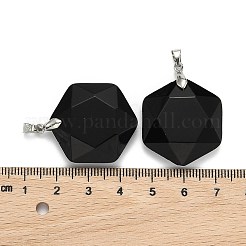 Natürlich gefärbte und erhitzte schwarze Achatanhänger&nbsp;G-E487-95F