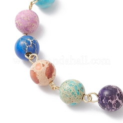 Bracelets à maillons en perles de jaspe impérial naturel&nbsp;BJEW-JB12161