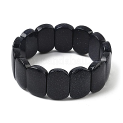 Bracelets extensibles en perles de pierre dorée bleue synthétique pour femmes et hommes&nbsp;BJEW-I323-02R