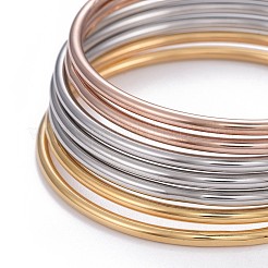 Ensemble de bracelets unis en acier inoxydable 201 pour femmes&nbsp;BJEW-L664-022B-M02