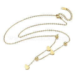 Colliers pendentifs en forme de cœur en acier inoxydable 304 avec placage ionique (IP) et perles rondes en acier inoxydable 201&nbsp;NJEW-D269-03G