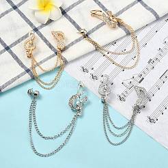 4 pz 4 stili cristallo strass doppia nota musicale con catena di sicurezza spilla maglione appesa&nbsp;JEWB-CJ0001-63