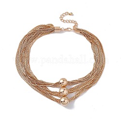 Messingkastenketten mehrsträngige Halsketten, Triple-CCB-Kunststoff-Perlenkette für Frauen, golden, 15.16 Zoll (38.5 cm)