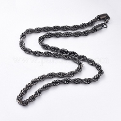 Trendy Men's Chain Necklaces, 304 Stainless Steel Chain Necklaces, with Lobster Claw Clasp, Gunmetal, 25.59 inch(65cm), 7mm