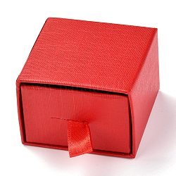 Scatola quadrata del cassetto della carta, con spugna nera e corda in poliestere, per bracciale e anelli, rosso, 5.2x5.05x3.6cm