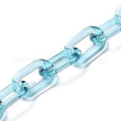 Прозрачные акриловые кабельные цепи ручной работы, для изготовления ювелирных изделий, несварные, овальные, голубой, ссылка: 27x16.5x4 mm, 39.37 дюйм (1 м) на прядь