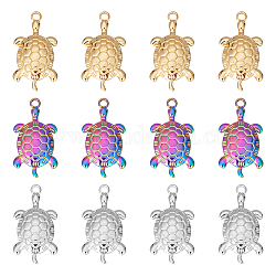 UNICRAFTALE 12 pcs 3 Colors Tortoise Pendants Animal Pendants Turtle Pendants 25mm Long 304 Stainless Steel Pendants Seas and Oceans Metal Charms Necklace Charms for DIY Jewelry Making