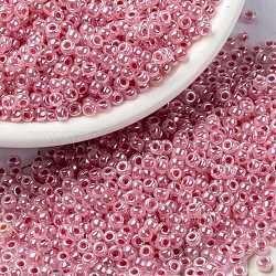 MIYUKI Round Rocailles Beads, Japanese Seed Beads, (RR535) Carnation Pink Ceylon, 8/0, 3mm, Hole: 1mm, about 422~455pcs/bottle, 10g/bottle