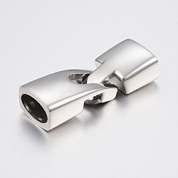 Smooth Surface 304 Stainless Steel Snap Lock Clasps, Stainless Steel Color, 36x12.5x8.5mm, Hole: 6.5x10.5mm