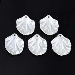 Pendentifs en plastique imitation perle ABS, feuille, blanc crème, 30.5x26x1.5mm, Trou: 1.8mm