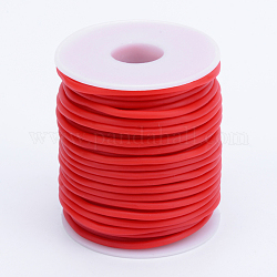 Tuyau creux corde en caoutchouc synthétique tubulaire pvc, enroulé aurond de plastique blanc bobine, rouge, 2mm, Trou: 1mm, environ 54.68 yards (50 m)/rouleau