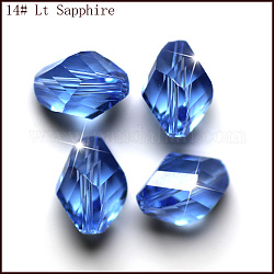 Imitazione branelli di cristallo austriaco, grado aaa, sfaccettato, bicono, cielo azzurro, 10x13mm, Foro: 0.9~1 mm