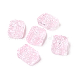 Transparente sprühlackierte Glasperlen, Rechteck, Perle rosa, 18x13x5.5 mm, Bohrung: 1.4 mm