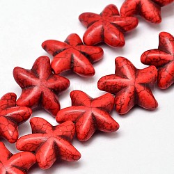 Синтетические нити бирюзового бисера, цветок, окрашенные, красные, 21x23x8 мм, отверстие : 2 мм, Около 328 шт / 1000 г