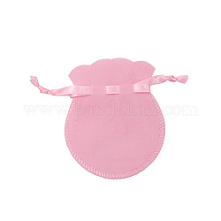 Aufbewahrungsbeutel aus Samt, Kordelzugbeutel Verpackungsbeutel, Runde, rosa, 9.5x8 cm