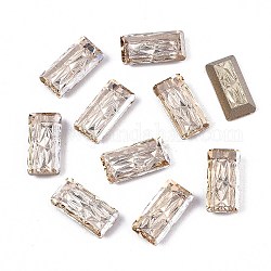 Textured K9 Glass Cabochons, Pointed Back/Random Color Back Plated, Rectangle, Navajo White, 14x7x3mm, about 48pcs/bag