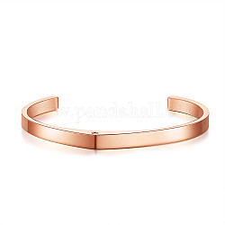 Bracelets de manchette en acier titane Shegrace, avec aaa grade zircone cubique, clair, or rose, diamètre intérieur: 5.7 cm (2.24 pouces)