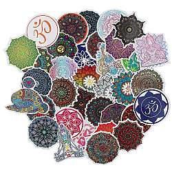 35 Stück Papieraufkleber im Mandala-Stil, Selbstklebende Chakra-Cartoon-Aufkleber, für Koffer, Skateboard, Kühlschrank, Helm, Handy-Shell, Blumenmuster, 60~70 mm