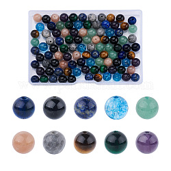 Kissitty 100pcs 10 cuentas de piedras preciosas naturales de estilo, redondo, 8mm, agujero: 1 mm, 10 piezas / style