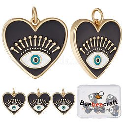 Beebeecraft 1 Box 6Pcs Heart with Eye Charms 18K Gold Plated Enamel Evil Eye Pendant Charms with Jump Rings for Jewellery Making Charm Earrings Necklace DIY Supplies