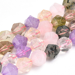 Chapelets de perles de quartz naturel, facette, ronde, 9.5~10x10mm, Trou: 1mm, Environ 40 pcs/chapelet, 16.3 pouce
