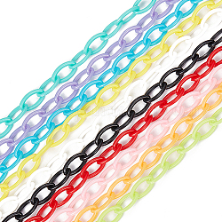 Sunnyclue 40 filamentos 10 colores cadenas portacables de plástico abs, oval, color mezclado, 13x7x2mm, aproximadamente 1.28~1.31 pie (0.39~0.4 m) / hilo, 4 hebra / color