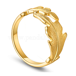 Кольцо-манжета shegrace stunning 925 из стерлингового серебра, открытые кольца, с листьями, золотые, 18 мм