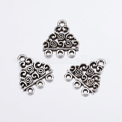 Antique Silver Tone Triangle Alloy Chandelier Components Links, Lead Free and Cadmium Free, about 18mm long, 17mm wide, 1.5mm thick, hole: 1.5mm