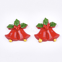 Cabochons en résine, Noël Bell, rouge, 27~28.5x27.5~28x5.5mm