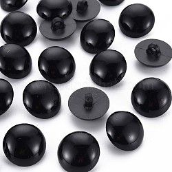 Boutons en plastique avec 1 trou, demi-rond, noir, 22x13mm, Trou: 3mm
